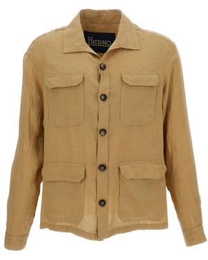 Herno Jassen ,Leer Field Jacket - Naturel