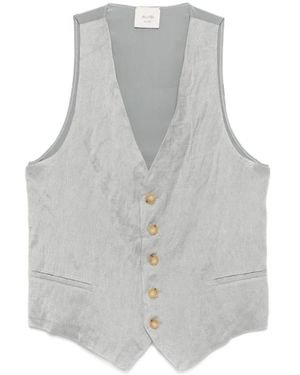 Alysi Jassen ,Grijs ,Leer Gilet Met Knoopsluiting