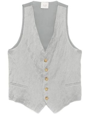 Alysi Jassen ,Grijs ,Leer Gilet Met Knoopsluiting