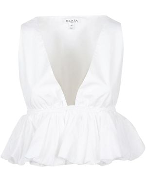 Alaïa Sleeveless Tops - Blanc