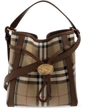 Burberry Mini Bucket Bag Mit Karomuster - Braun