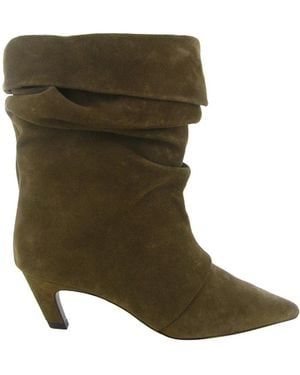 Ash Virgee Spitz Zulaufende Stiefelette Mit Kitten-Absatz - Grün