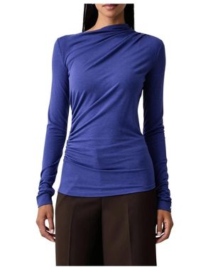 Patrizia Pepe Tops ,Blauw ,Wol Asymmetrische Gedrapeerde Top