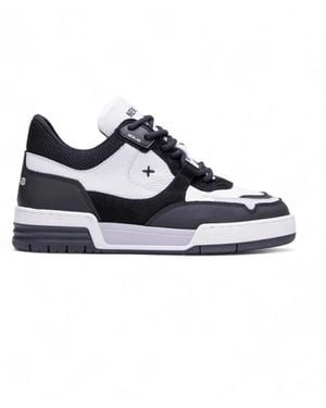 Newlab Weiße/Schwarze Leder- Und Wildledersneaker - Blau
