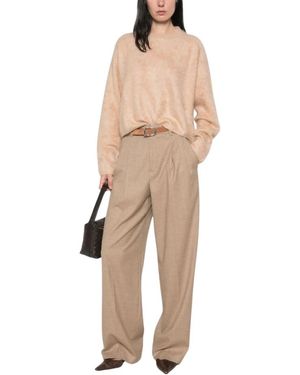 Soft Goat Truien & Vesten ,Wol Brushed Crewneck - Naturel