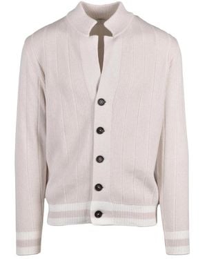 Eleventy English Rib Kaschmir Cardigan Mit Hornknöpfen - Grau