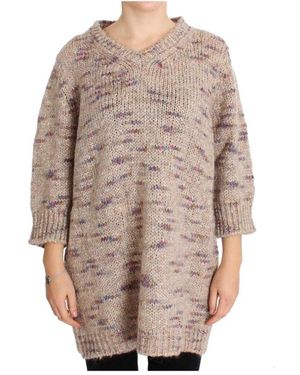 Pink Memories V-Neck Knitwear - Brown