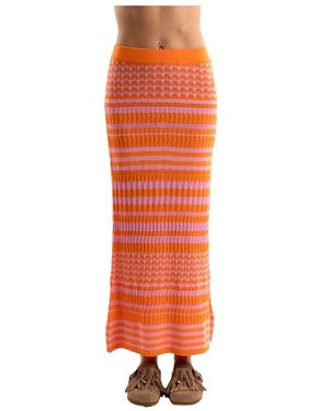 Akep Langer Häkelstrickrock - Orange
