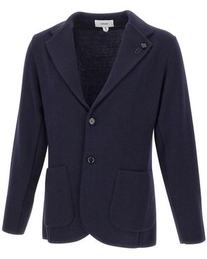 Lardini Enkelrijige Gebreide Jas Met Twee Knopen - Blauw