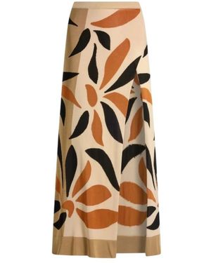 Circus Hotel Fiore Intarsio Maxi Rok - Naturel