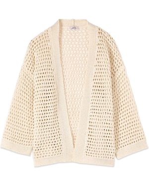 Oltre Cardigan Aus Perforiertem Baumwollmischgewebe - Natur