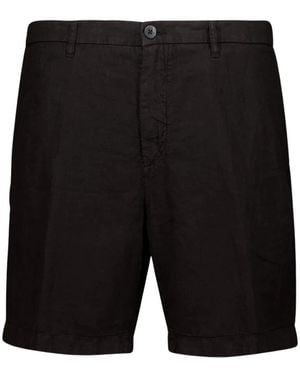 120% Lino Leinen-Bermudashorts - Schwarz