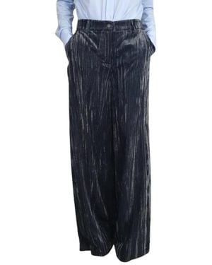 Via Masini 80 Pantaloni larghi grigi in velluto a coste - Blu