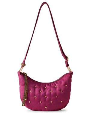 Borbonese Mini luna tasche in fuchsia nylon - Lila