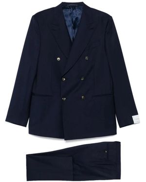 Caruso Double Breasted Suits - Blue