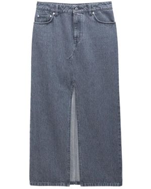 Filippa K Rokken ,Grijs ,Denim Grijze Denim Lange Rok Met Split - Blauw