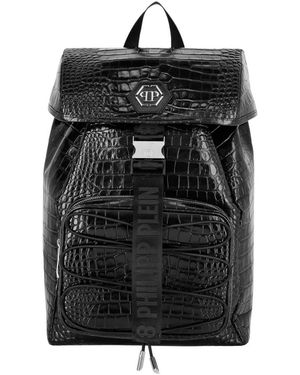 Philipp Plein Crocco Print Tote Rucksack Monogram - Schwarz