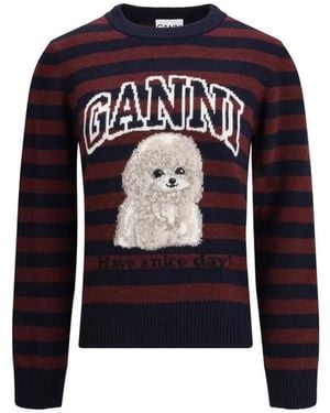 Ganni Round-Neck Knitwear - Blue