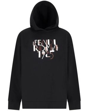 Fendi Hoodies & Sweatvesten ,Zwart ,Katoen Roma Sweatshirt 192
