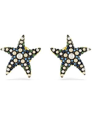 Swarovski Accessoires ,Geel ,Leer Idyllia Zeester Oorbellen - Zwart