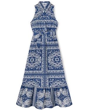 mötivi Abito camicia in cotone con motivo foulard - Blu