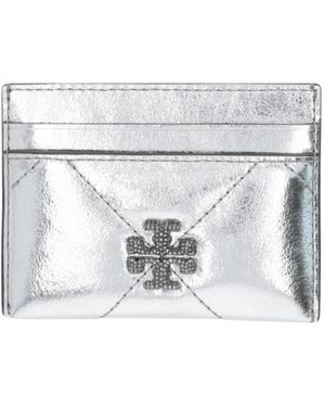 Tory Burch Kira Diamond Quilt Metallic Card Case - Wit