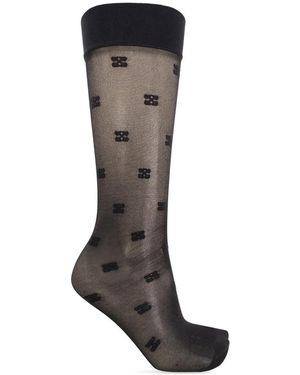 Ganni Calcetines hasta la rodilla con monograma - Marrón