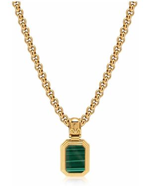 Nialaya #39;S Sterling Necklace With Two-In-One Malachite &Amp; Onyx Pendant - Mettallic