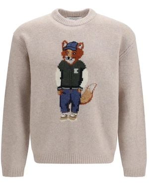 Maison Kitsuné Round-Neck Knitwear - Gris