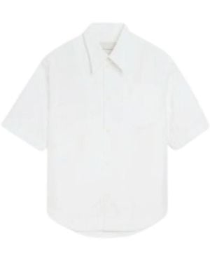 Ami Paris Overhemden ,Wit ,Katoen Pocket Shirt Met Korte Mouwen