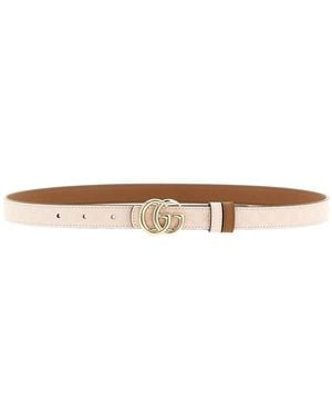 Gucci Dunne Omkeerbare Gg Marmont Riem - Naturel