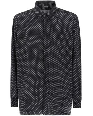 Tom Ford Seiden Crêpe De Chine Polka-Dot Hemd - Schwarz