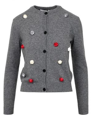 MSGM Truien & Vesten ,Grijs ,Wol Grijze Wollen Trui Met Rozetten