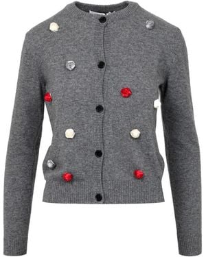 MSGM Truien & Vesten ,Grijs ,Wol Grijze Wollen Trui Met Rozetten