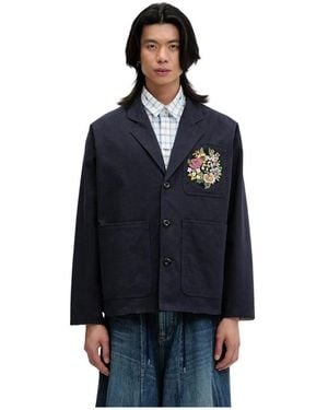 KENZO Bestickte Blumen Chore Jacke - Blau