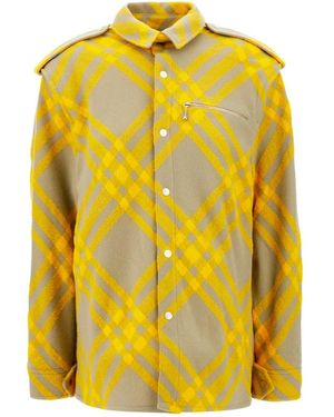 Burberry Jassen ,Veelkleurig ,Wol Geruite Wollen Overshirt - Geel