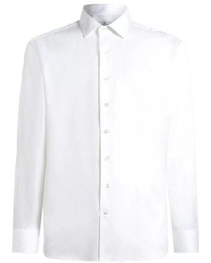 Etro Overhemden ,Wit ,Katoen Paisley Print Lange Mouwen Shirt Met Knopen