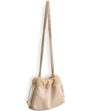 Opus Bucket Bag Met Pluizige Rand - Metallic