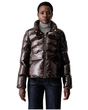 Pinko Jassen ,Bruin ,Leer Mirco Short Down Jacket - Zwart