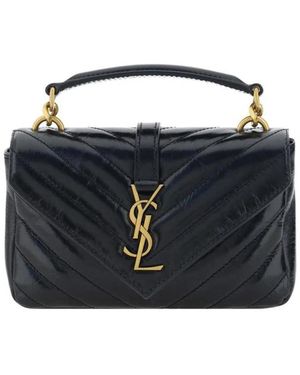 Saint Laurent Gesteppte schultertasche aus kalbsleder - Schwarz