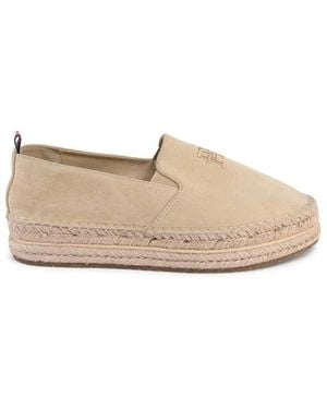 Tommy Hilfiger Leren Espadrille Instappers - Naturel