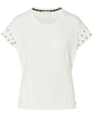 Liu Jo Tops ,Wit ,Katoen T-Shirt Met Decoratieve Oogjes
