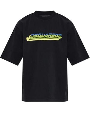 DSquared² Tops ,Zwart ,Katoen Katoenen T-Shirt Met Opgedrukte Logo