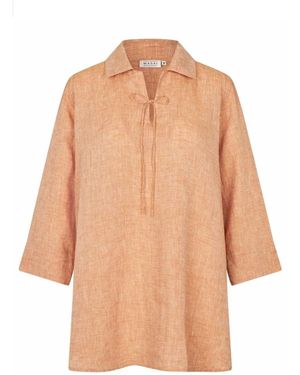 Masai Linnen Tuniek Met V-Hals Kraag - Naturel