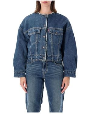 Levi's Kragenloser Crop Sherpa - Blau
