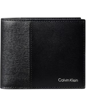 Calvin Klein Accessoires ,Zwart ,Leer Leren Rfid Slimfold Portemonnee
