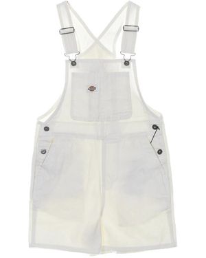 Dickies Jumpsuits & Playsuits ,Grijs ,Katoen Canvas Bib-Overalls Met Verstelbare Bretels - Wit