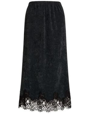 Alberta Ferretti Samtmiederrock Mit Spitzensaum - Schwarz