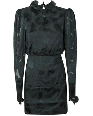 Saloni Vestito verde con arricciature in vita - Nero