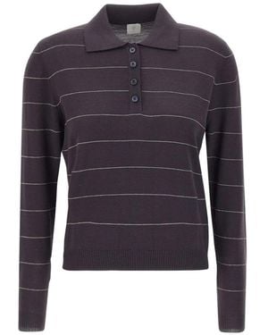 Eleventy Tops ,Grijs ,Wol Wool Polo Shirt - Blauw